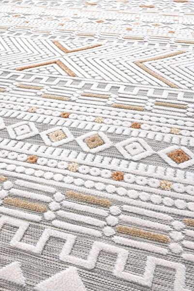 Koza Halı Sand Gri Sarı Katlanabilir Kolay Temizlenebilir Halı 65550a