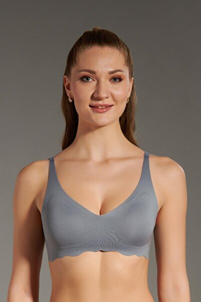 C&City Balensiz Dikişsiz Lazer Çıkarılabilir Pedli Sütyen C26150 Gri