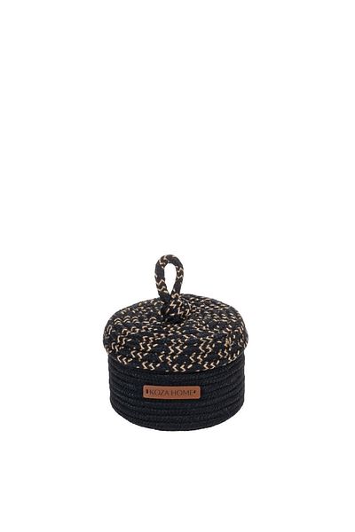 Koza Home Cotton Black Wicker - Decorative Basket with Cesta Cover, 15cm 9002