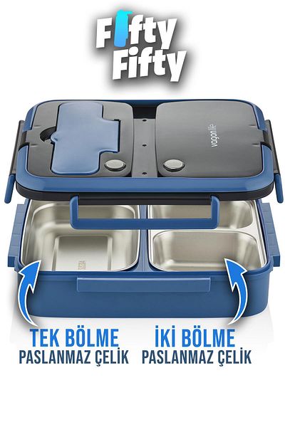 Vagonlife Lunch Box 1000 ml Single Layer 3 Compartments New Generation Lunch Box with Metal Spoon-Fflbox10164