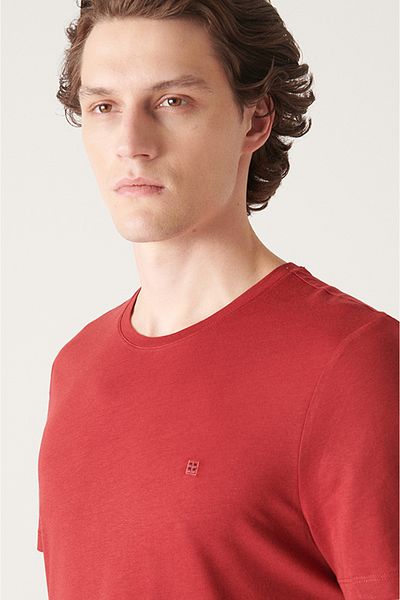 Avva Herren Claret Red Ultrasoft Basic-T-Shirt aus Baumwolle mit Rundhalsausschnitt E 001171