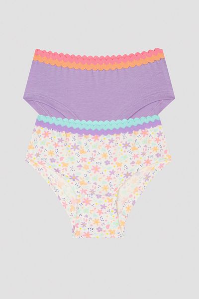 Penti Chiloți hipster din 2 piese pentru fete, colorați, cu modele florale