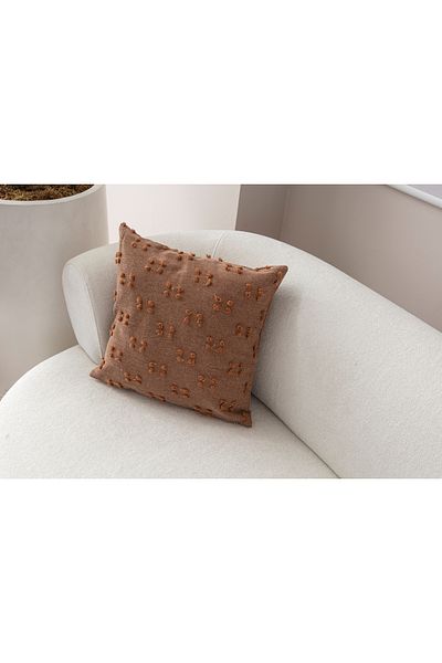BUGİ HOME COLLECTİON Калъфка за възглавница от лен с бродерия и етнически шарки 43x43 см, Декоративна калъфка за възглавница