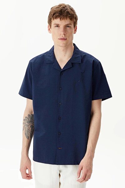Nautica Men's Navy Blue Classic Fit Short Sleeve Shirt