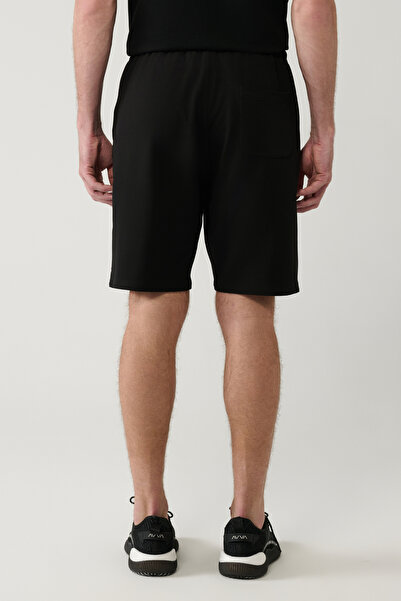 Avva Erkek Siyah Yandan Cepli Örme Pamuklu 2 İplik Günlük Relaxed Fit Şort E003602