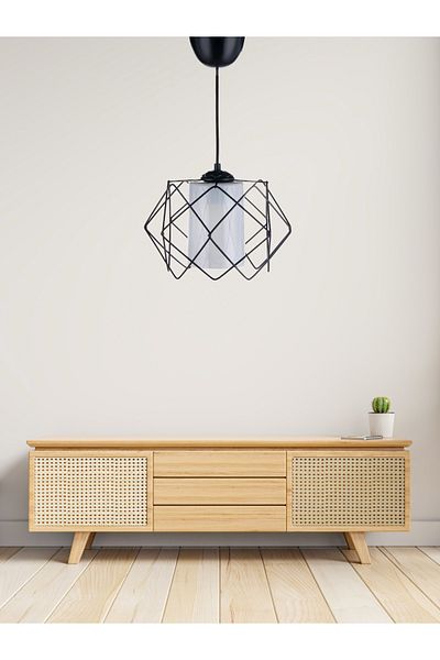 MHK Collection Black Design White Mica Glass Living Room Kitchen Bathroom Bedroom Children's Room 4 Piece Chandelier