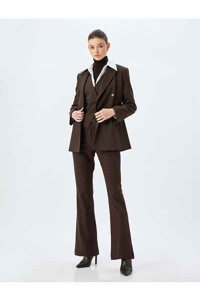Koton Slim Fit Pocket Belted Spanish Leg Fabric Trousers