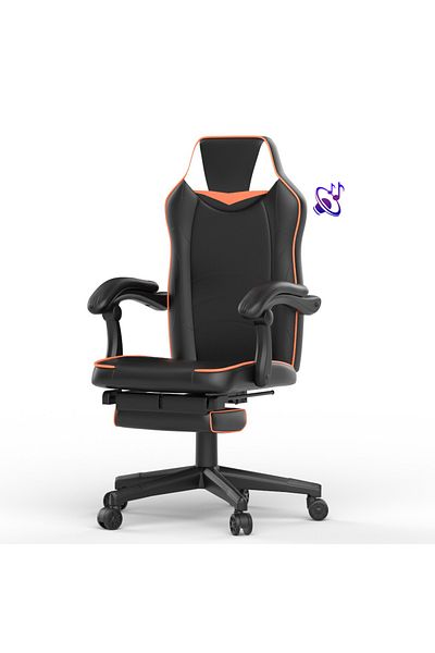 Mahmayi UT-C459 Omega Gaming with Bluetooth Speaker Black & Orange PU Gaming chair