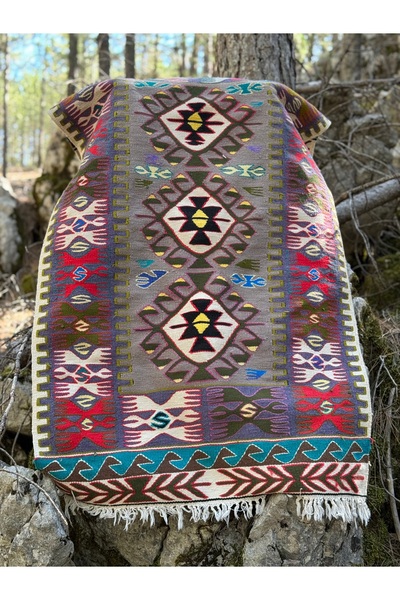 LUXESS HALI Çukurçimen Kök Boyası Yün El Dokuması Kilim Buram Buram Emek Koka...