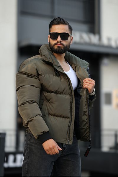 RHONES Concealable Hooded Men's Puffer Nubuck Leather Coat