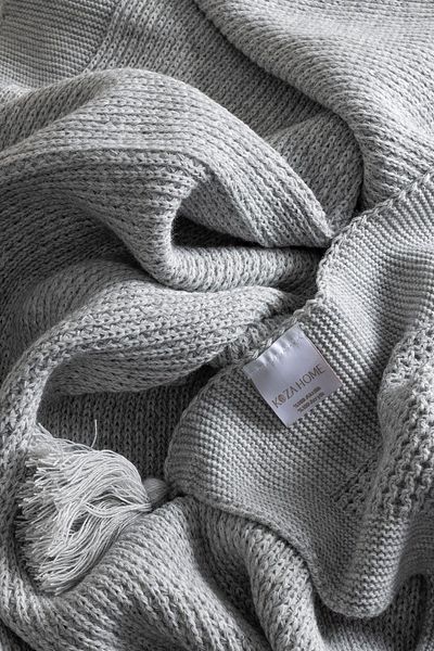 Koza Home Miel Gray Single Blanket with Pompom Edge 160x220 37106