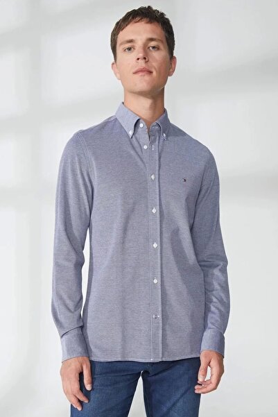 Tommy Hilfiger Regular Fit Buttoned Collar Blue Men's Shirt