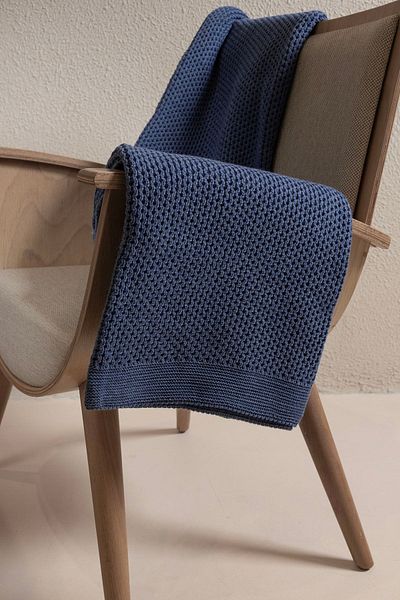 Koza Home Miel Indigo Edge Single Blanket with Pompom 160x220 37116
