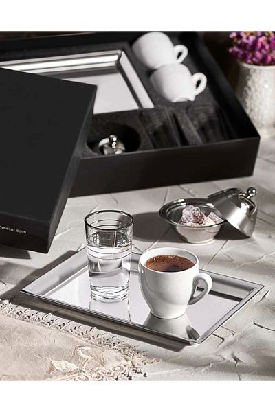 Narin Turkish Coffee Set with Dowry Box - 2 Persons