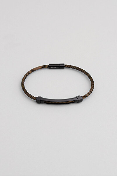 So CHIC... Brown Detailed Steel Men's Bracelet