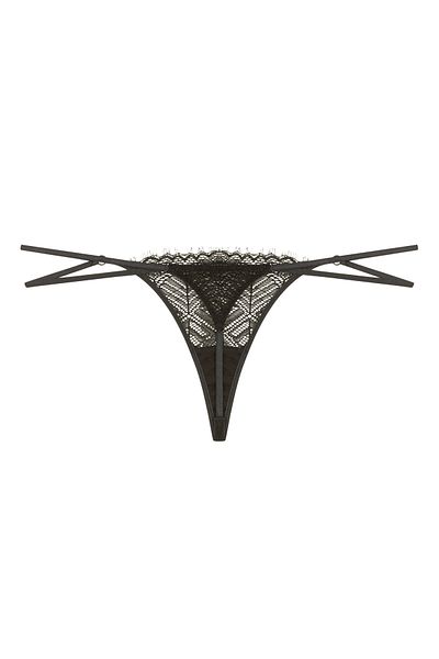 MA VİE PRİVÉE Black Mystere Thong Panties - Privee Collection