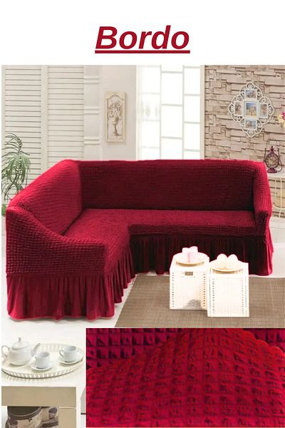 kanway Stretch Corner Seat Cover with 5-Person Skirt - Wrapped L, Sleeves, Flexible Elastic. 350cm