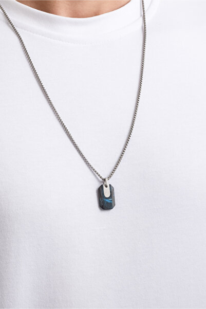 So CHIC... Karbon Fiber Detaylı 65 Cm Çelik Erkek Kolye