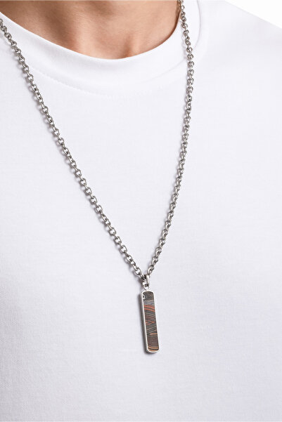 So CHIC... Karbon Fiber Detaylı 65 Cm Çelik Kolye