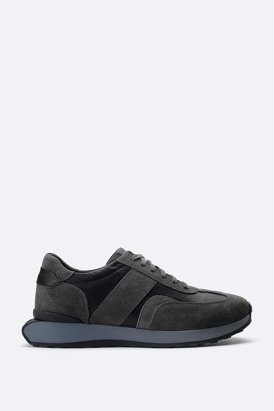 Avva Ανδρικό Σκούρο Γκρι 100% Δερμάτινο Sneaker με εύκαμπτη σόλα A31y8007