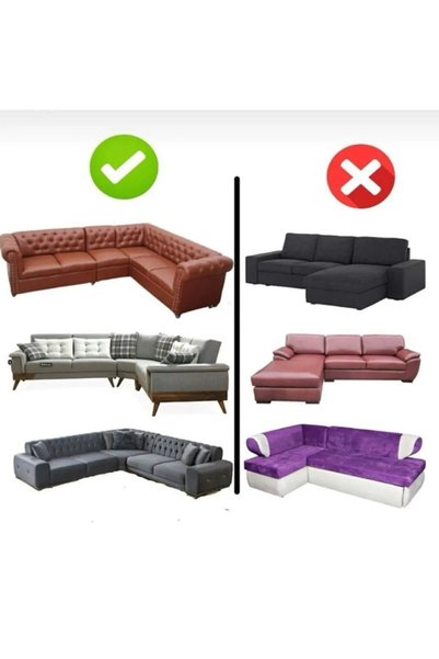 kanway Bürümcük L Corner Sofa Cover. 5-seater skirted stretchy elastic cover with arms. 350 cm