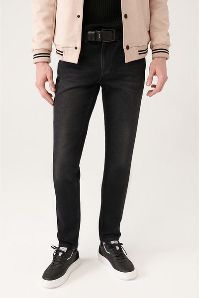 Avva Schwarze, gewaschene, dehnbare Jeanshose für Herren A31y3501