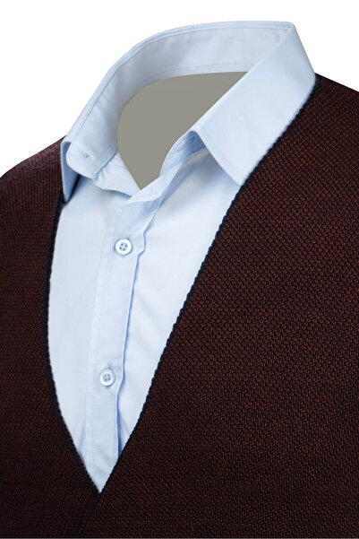 Çizgi Triko Ανδρικό ριγέ πλεκτό αθλητικό γιλέκο - με κουμπιά, αμάνικο, κανονική εφαρμογή - 5013LS