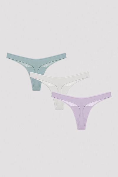 Penti Whisper Lacy Lace Πολύχρωμο Σλιπ στρινγκ 3 τεμαχίων