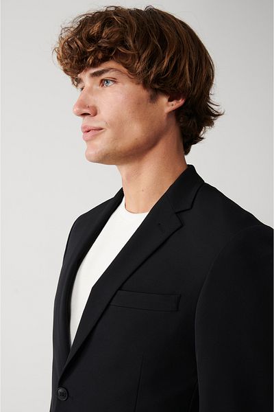 Avva Schwarze, ungefütterte Bi-Stretch-Jacke mit Doppelschlitz für Herren A31y4004