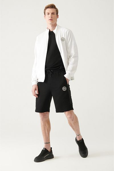 Avva Schwarze bedruckte Shorts mit Seitentaschen für Herren A31y3600