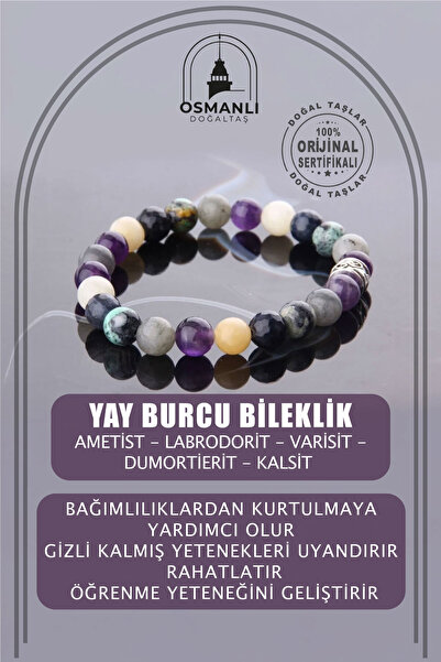 OSMANLI DOĞAL TAŞ Sertifikalı Yay Burcu Doğal Taş Bileklik B090