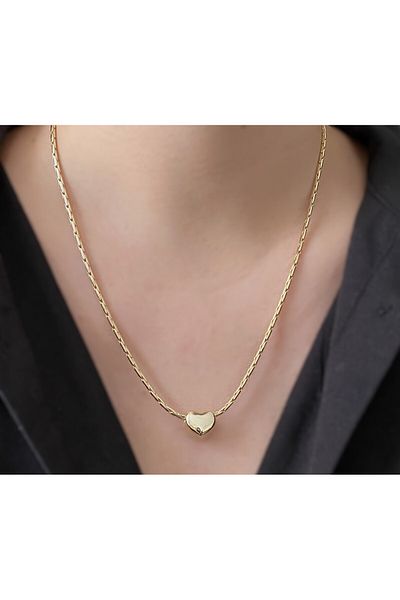 Freyja Aksesuar 14K Gold Color Xuping Heart Necklace,Earrings Set (Suitable for Dual Use) 45+5 cm