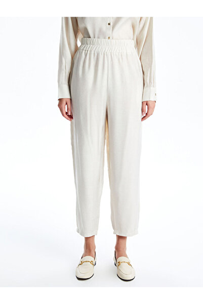 LC Waikiki Ecru Women's Elastic Waist Trousers