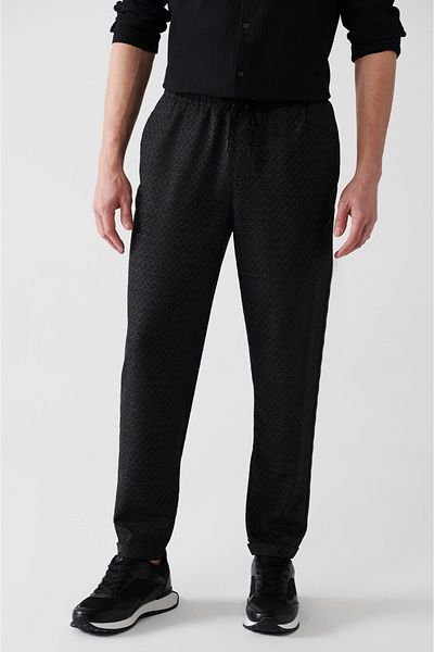 Avva Schwarze Herren-Jogginghose mit elastischem Bund und Schnürung A31y3008