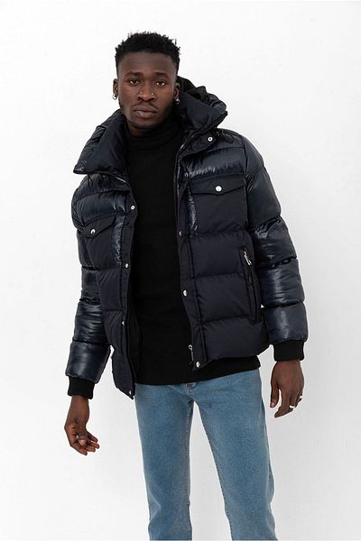 RHONES Men's Puffer Jacket with Hooded Shiny Fabric Garnish
