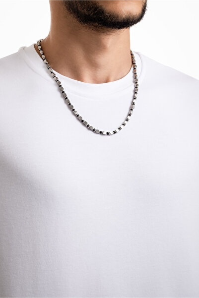 So CHIC... Hematit Taşlı 55 Cm Çelik Erkek Kolye