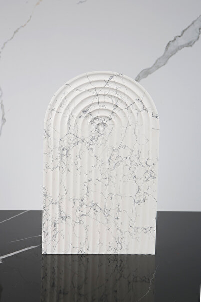 betonmall Marble Patterned Handmade Concrete Presentation Plate Decorative Presentation Holder 30 cm