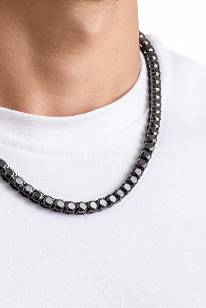 So CHIC... Kozmos Siyah Rodyum Kaplama 50 Cm Çelik Erkek Kolye