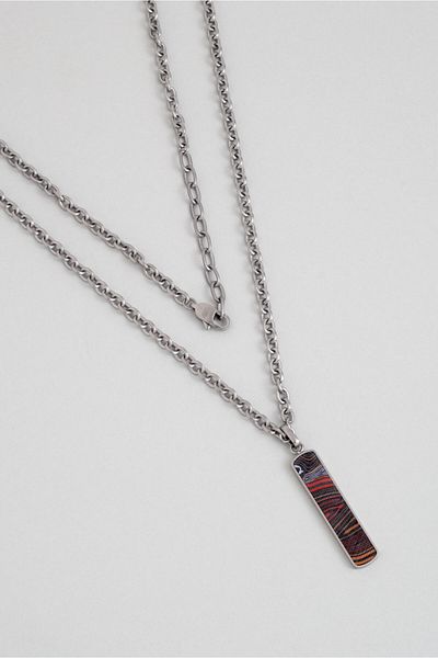 So CHIC... Carbon Fiber Detailed 65 cm Steel Necklace