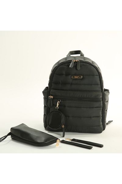 MY Collection 7335 Puff Leather - Fabric Mother Baby Care Backpack