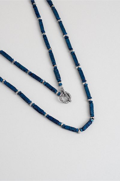 So CHIC... Lava Stone 50 cm Steel Men's Necklace