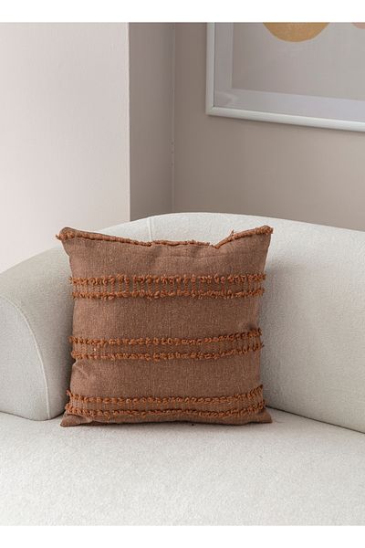 BUGİ HOME COLLECTİON Калъфка за възглавница от лен с бродерия и шарки 43x43 см, Декоративна калъфка за възглавница