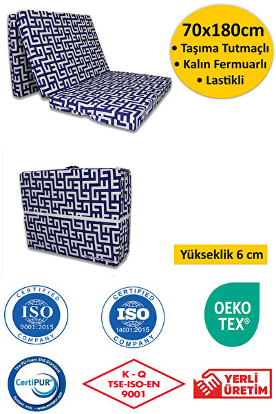 Genel Markalar Katlanır Sünger Yatak Minder 70x180cm Mavi Labirent