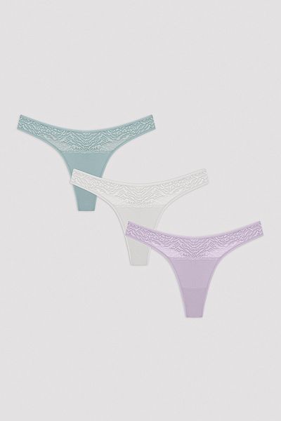 Penti Whisper Lacy Lace Πολύχρωμο Σλιπ στρινγκ 3 τεμαχίων