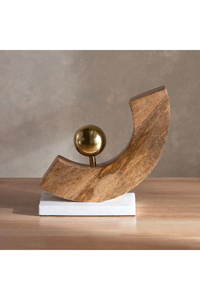 Home Box Liv Wooden Accent Decor with Marble Base - 16x6x19 cm