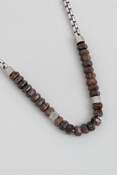 So CHIC... Bronzite Stone 53 cm Steel Necklace