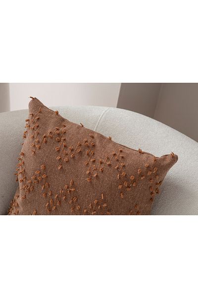 BUGİ HOME COLLECTİON 43x43 см Калъфка за възглавница от лен с ритмичен шарен мотив - Декоративна бродерия с щанца