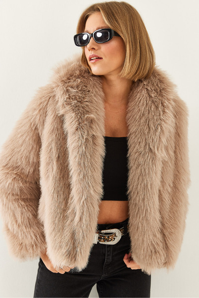 Bianco Lucci Jachetă premium de blană artificială pentru femei