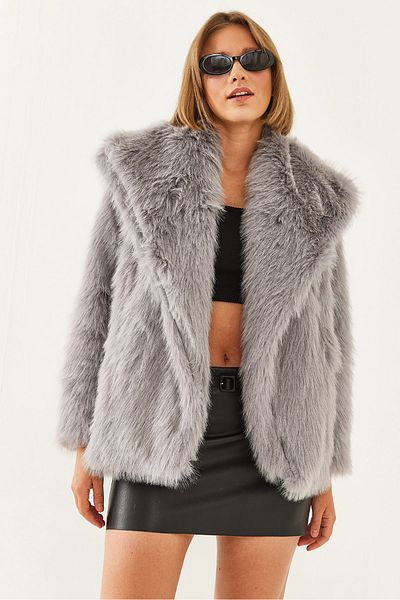 Bianco Lucci Women's Collared Lined Premium Fur Mbms037 60501037