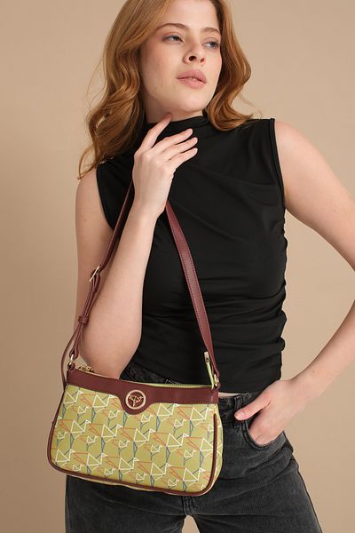 Garbalia Cecina Special Pattern Adjustable Strap Shoulder and Arm Green Women's Bag